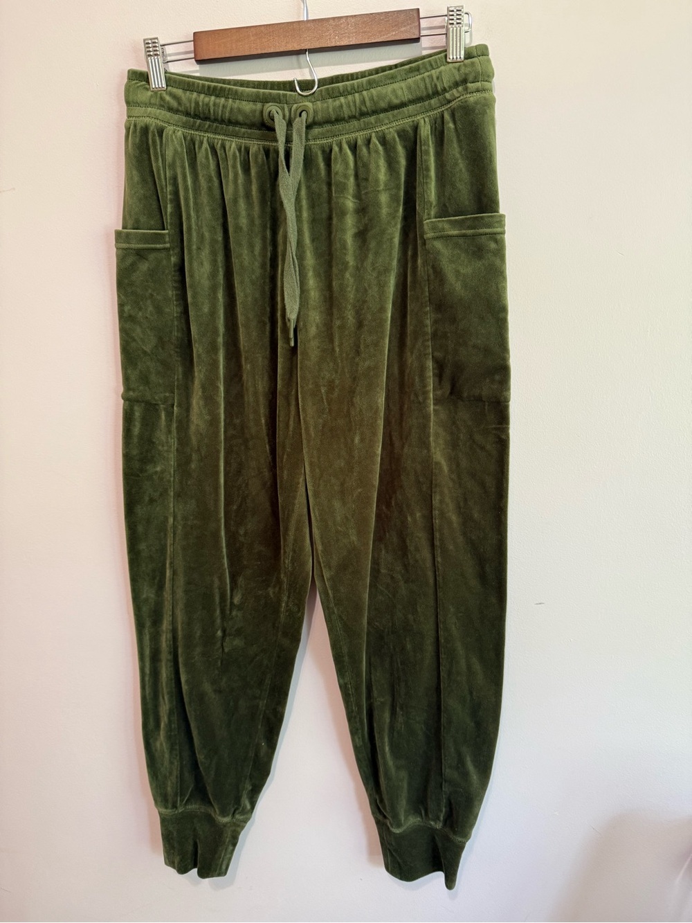 Aerie Green Velour Drawstring Waist Jogger Size Medium EUC